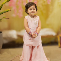 BABY PINK KURTI WITH 3D PEARL EMBROIDERY WITH PALAZZO