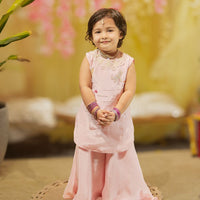 BABY PINK KURTI WITH 3D PEARL EMBROIDERY WITH PALAZZO