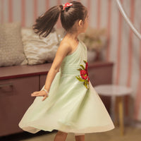 GREEN FLOWER PATCH EMBROIDERED FROCK