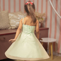 GREEN FLOWER PATCH EMBROIDERED FROCK