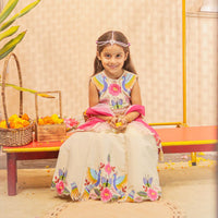 Cream Heavy Peacock Embroidered Top and Lehenga With Dupatta